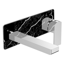 Beautiful design golden brass chrome waterfall wall mounted bathroom basin faucet mixers with Black Marble Decoration